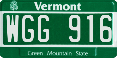 VT license plate WGG916