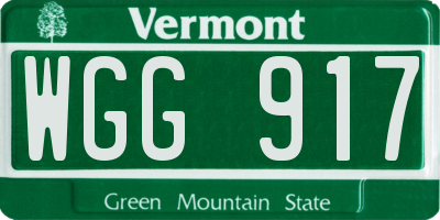 VT license plate WGG917