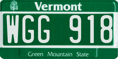 VT license plate WGG918