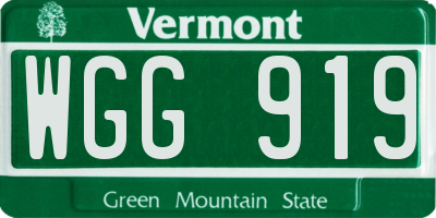 VT license plate WGG919