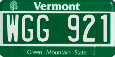 VT license plate WGG921