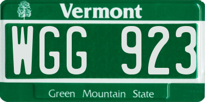 VT license plate WGG923