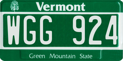 VT license plate WGG924