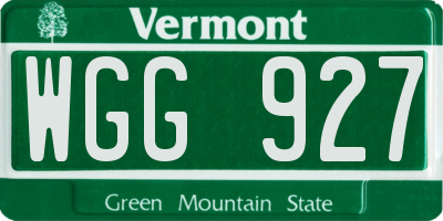 VT license plate WGG927