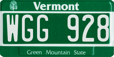 VT license plate WGG928