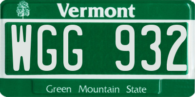 VT license plate WGG932