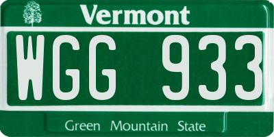 VT license plate WGG933