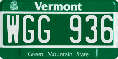 VT license plate WGG936