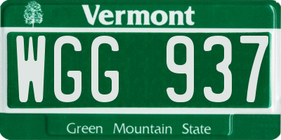 VT license plate WGG937