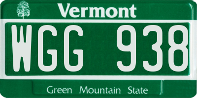 VT license plate WGG938