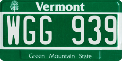 VT license plate WGG939