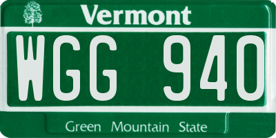 VT license plate WGG940