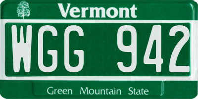 VT license plate WGG942