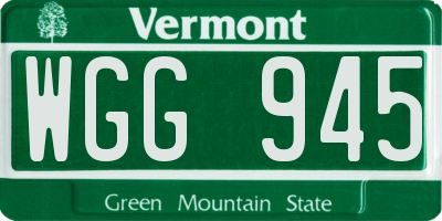 VT license plate WGG945
