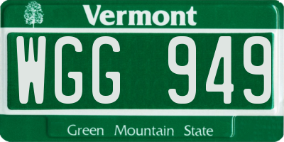 VT license plate WGG949
