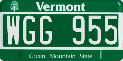VT license plate WGG955