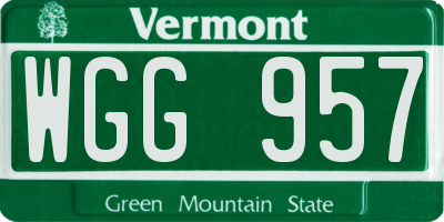 VT license plate WGG957