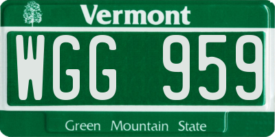 VT license plate WGG959