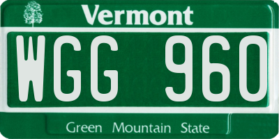 VT license plate WGG960