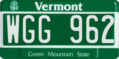 VT license plate WGG962
