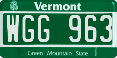 VT license plate WGG963