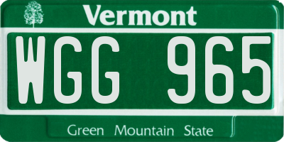 VT license plate WGG965