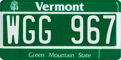 VT license plate WGG967