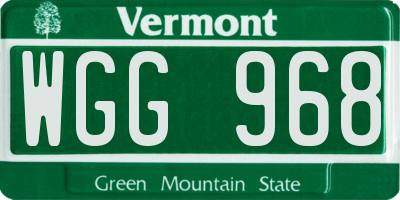 VT license plate WGG968