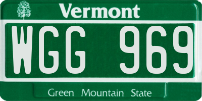 VT license plate WGG969