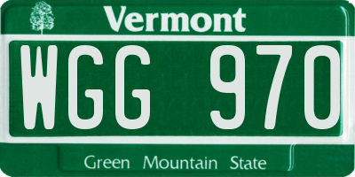 VT license plate WGG970