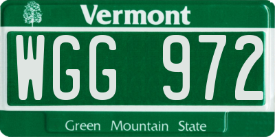 VT license plate WGG972