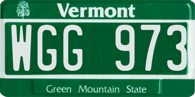 VT license plate WGG973