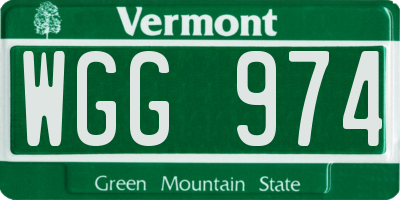 VT license plate WGG974