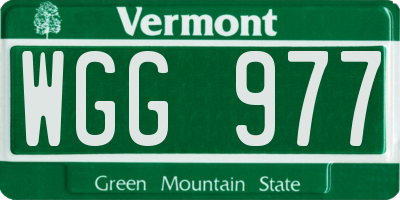 VT license plate WGG977