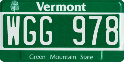 VT license plate WGG978