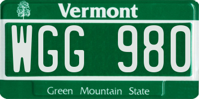 VT license plate WGG980