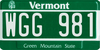 VT license plate WGG981