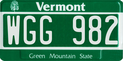 VT license plate WGG982
