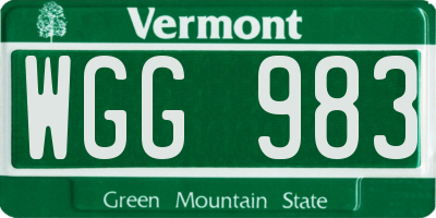 VT license plate WGG983