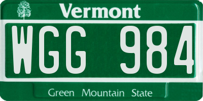 VT license plate WGG984