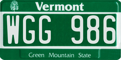 VT license plate WGG986