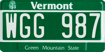 VT license plate WGG987