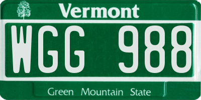 VT license plate WGG988