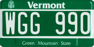 VT license plate WGG990