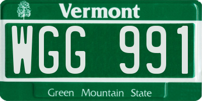 VT license plate WGG991