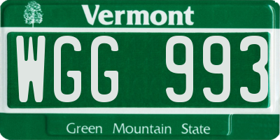 VT license plate WGG993