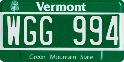 VT license plate WGG994