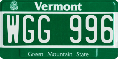 VT license plate WGG996