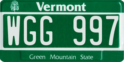 VT license plate WGG997