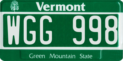 VT license plate WGG998
